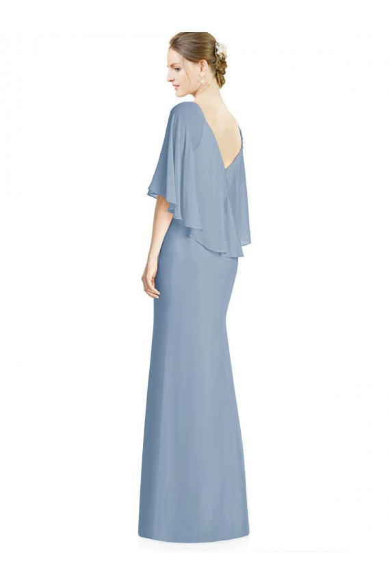 Shop V-Back Trumpet Chiffon Bridesmaid Dress with Draped Cape Overlay Ottawa