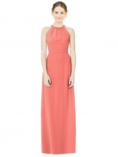 Shop Open Back Shirred Halter Chiffon Bridesmaid Dress Ottawa