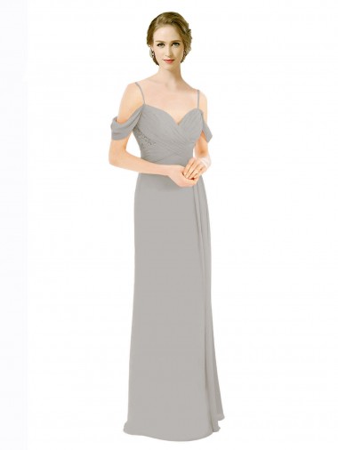 Shop Draped Cold Shoulder Chiffon Bridesmaid Dress with Pleated Wrap Bodice Ottawa