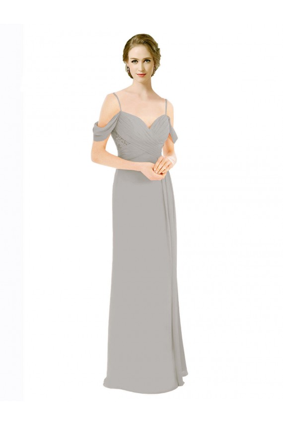 Shop Draped Cold Shoulder Chiffon Bridesmaid Dress with Pleated Wrap Bodice Ottawa