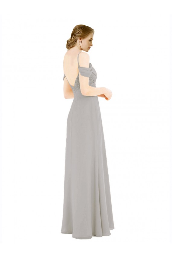 Shop Draped Cold Shoulder Chiffon Bridesmaid Dress with Pleated Wrap Bodice Ottawa