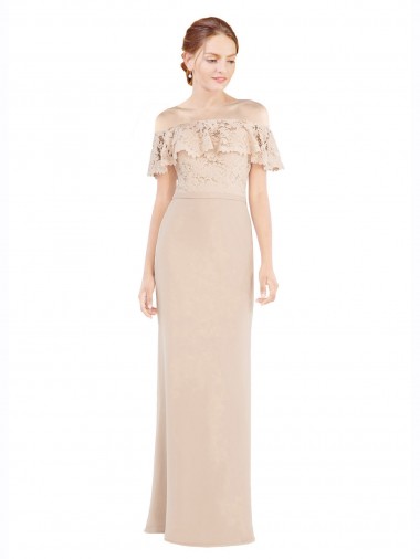 Shop Off the Shoulder Sleeves Sheath Chiffon Bridesmaid Dress / Prom Dress Ottawa