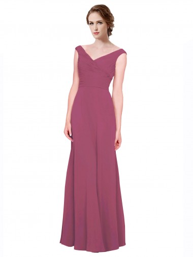 Shop V-Neckline Long Chiffon Bridesmaid Dress with Wide V-Back Ottawa