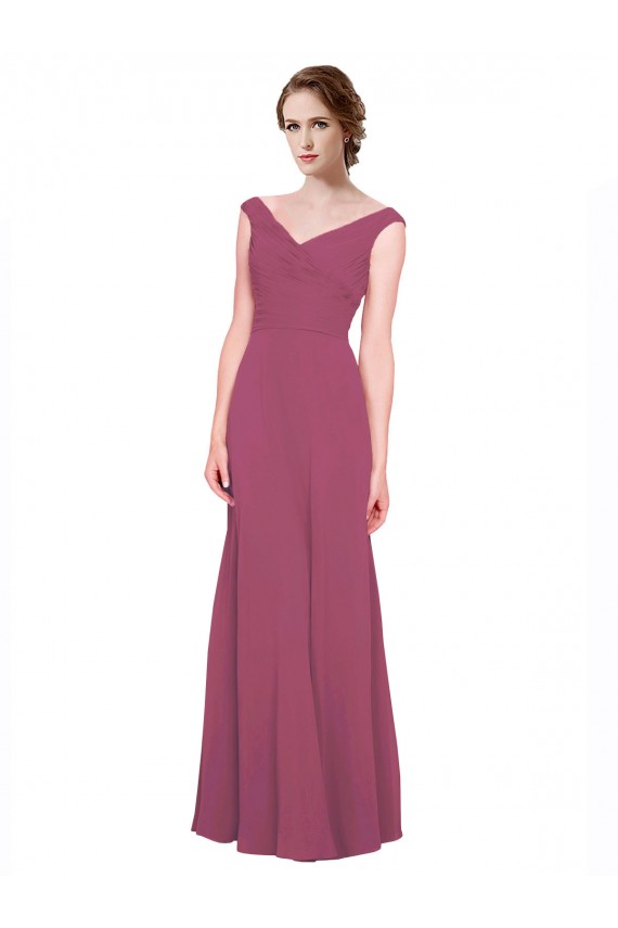 Shop V-Neckline Long Chiffon Bridesmaid Dress with Wide V-Back Ottawa