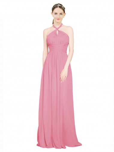 Shop Halter Neck Keyhole A-Line Chiffon Bridesmaid Dress Ottawa