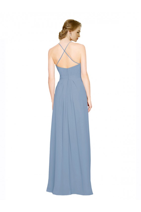 Shop Pleated Halter Neckline A-Line Chiffon Bridesmaid with Criss Cross Back Ottawa