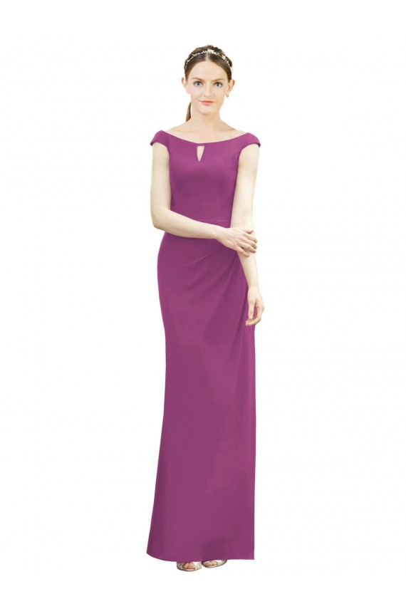 Shop Full Length Long Chiffon Bridesmaid Dress with Boat Neck Ottawa