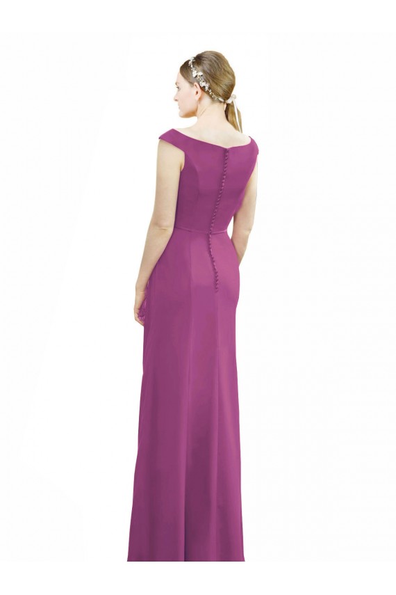 Shop Full Length Long Chiffon Bridesmaid Dress with Boat Neck Ottawa