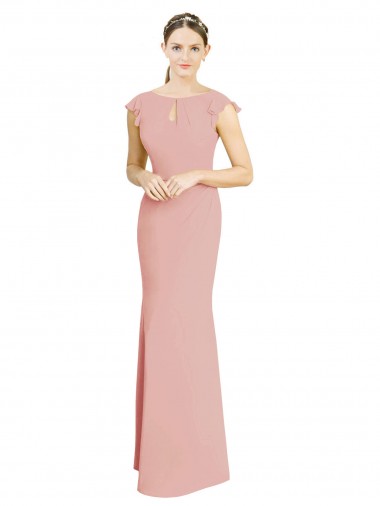 Shop Chiffon Cap Sleeves Long Bridesmaid Dress with Keyhole Ottawa