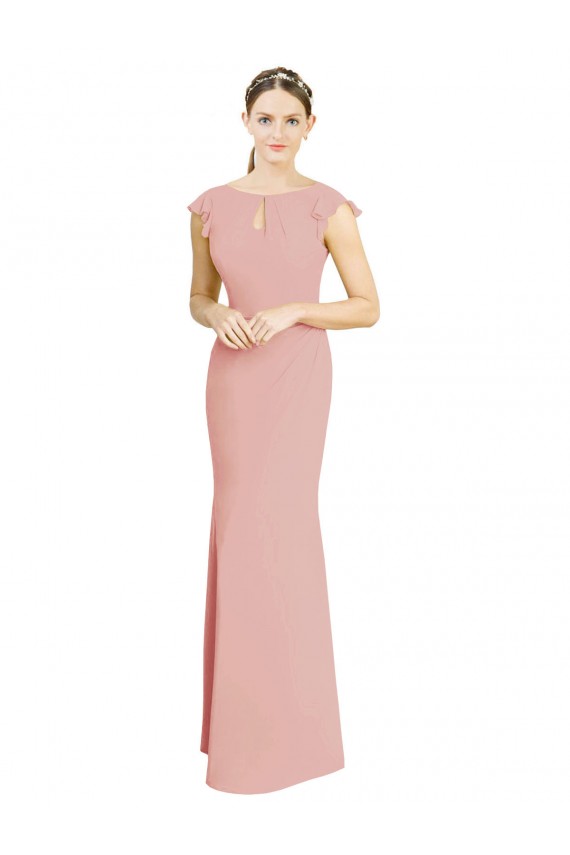Shop Chiffon Cap Sleeves Long Bridesmaid Dress with Keyhole Ottawa