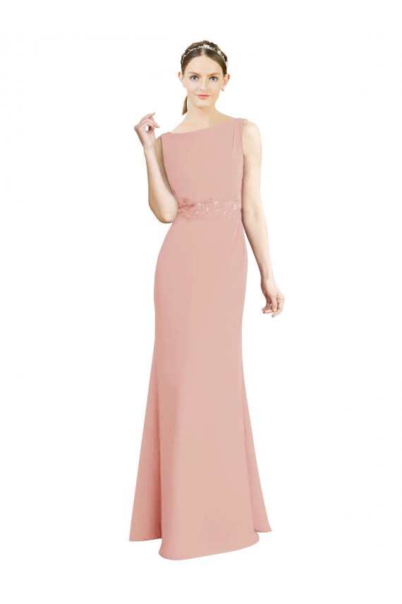 Shop Full Length Long Chiffon Bridesmaid Dress with Pleated Lace Waist Ottawa