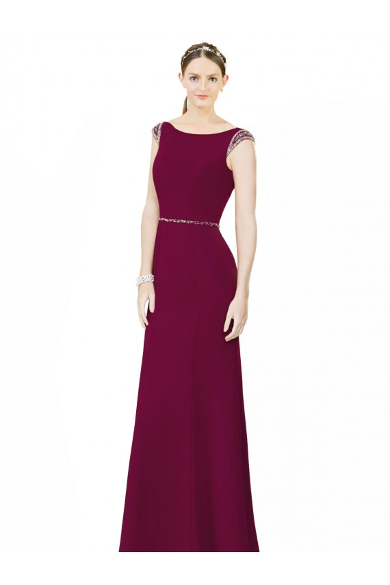 Shop Slim Chiffon Bridesmaid Dress with Embellished Capped Sleeves Ottawa