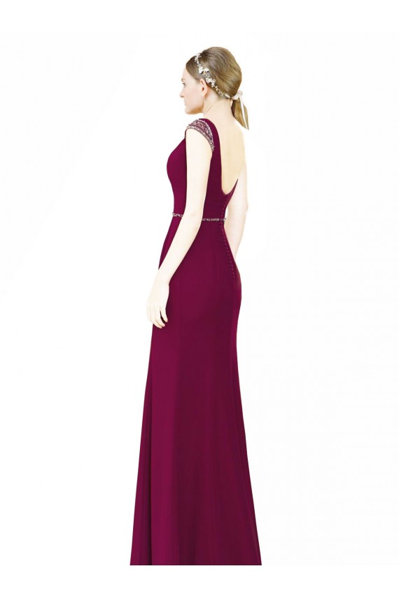 Shop Slim Chiffon Bridesmaid Dress with Embellished Capped Sleeves Ottawa