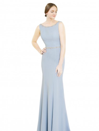 Shop Full Length Chiffon Bridesmaid Dress with Sparkly Neckline and Belt Ottawa