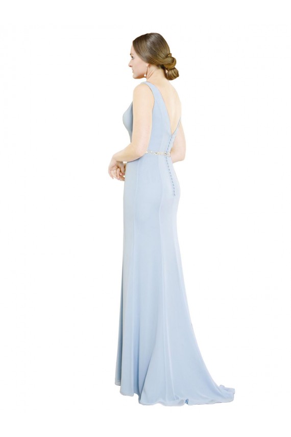 Shop Full Length Chiffon Bridesmaid Dress with Sparkly Neckline and Belt Ottawa