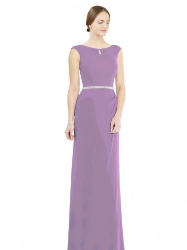 Shop Long Chiffon Bridesmaid Dress with Boat Neckline and Keyhole Ottawa