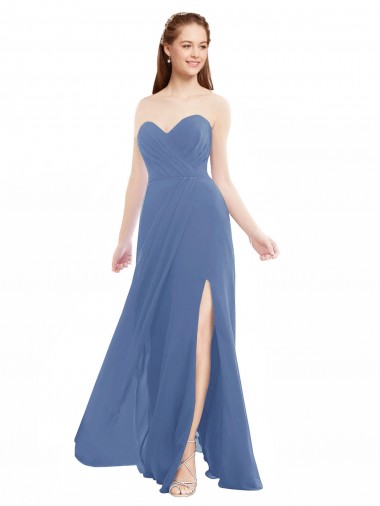 Shop Classic Strapless Bridesmaids Dress with Draped Sweetheart Bodice and Side Slit Ottawa