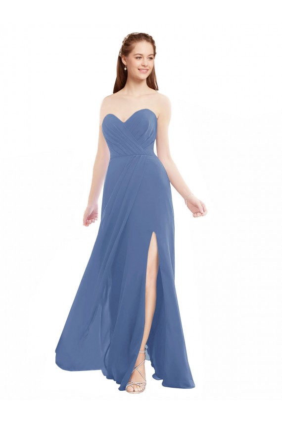 Shop Classic Strapless Bridesmaids Dress with Draped Sweetheart Bodice and Side Slit Ottawa
