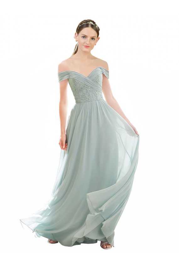 Shop Romantic Bridesmaid Dress with Embroidered Off the Shoulder Bodice Ottawa