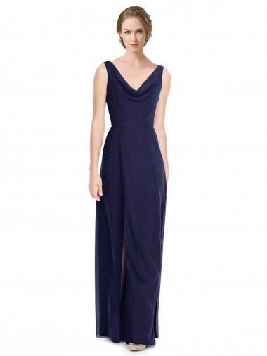 Shop Cowl Neck Deep V-Back Chiffon Bridesmaid Dress with Side Front Slits Ottawa