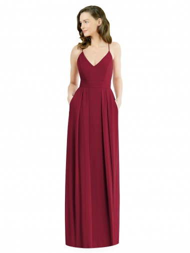 Shop Pleated Skirt Chiffon Maxi Bridesmaid Dress with Pockets Ottawa