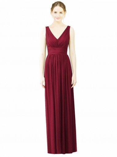 Shop V-Neck Full-Length Sleeveless Low Back Chiffon Bridesmaid Dress Ottawa