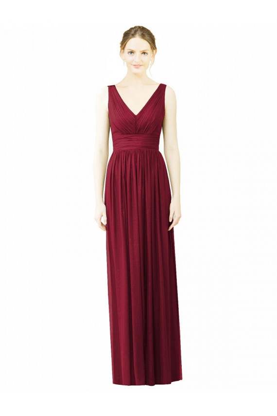 Shop V-Neck Full-Length Sleeveless Low Back Chiffon Bridesmaid Dress Ottawa