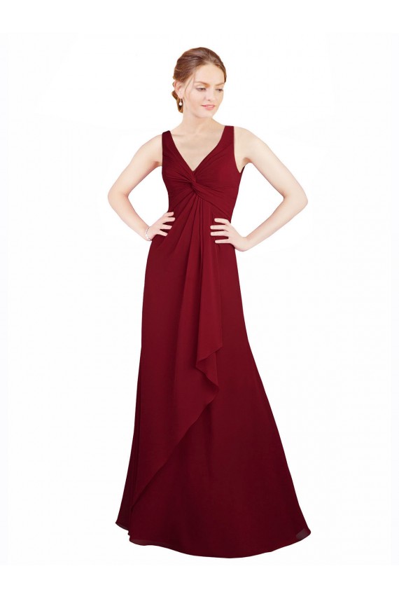 Shop Twist-Knot V-Neckline Long Chiffon Bridesmaid Dress Ottawa