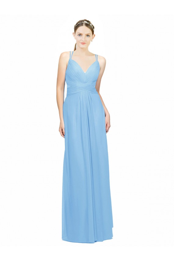 Shop Double Straps Shoulder V-Neck Sheath Chiffon Bridesmaid Dress with Keyhole Back Ottawa