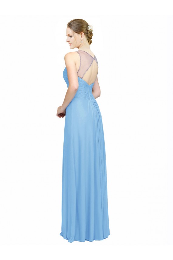 Shop Double Straps Shoulder V-Neck Sheath Chiffon Bridesmaid Dress with Keyhole Back Ottawa
