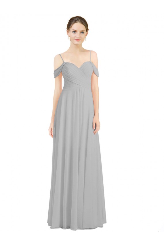 Shop Off the Shoulder Long Chiffon Bridesmaid Dress with Ruched Bodice Ottawa