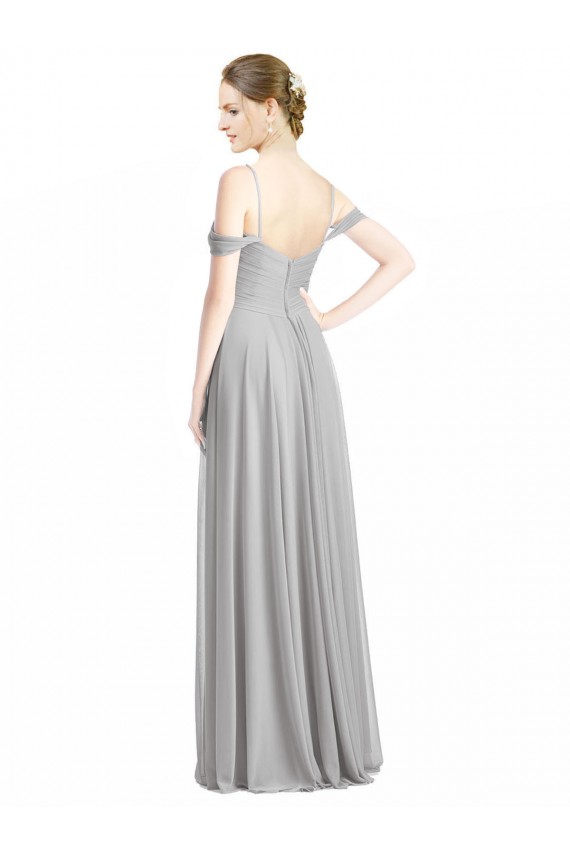 Shop Off the Shoulder Long Chiffon Bridesmaid Dress with Ruched Bodice Ottawa
