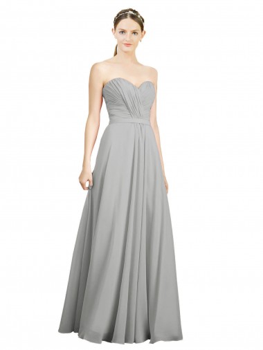 Shop Sweetheart Strapless Draped Long Chiffon Bridesmaid Dress Ottawa