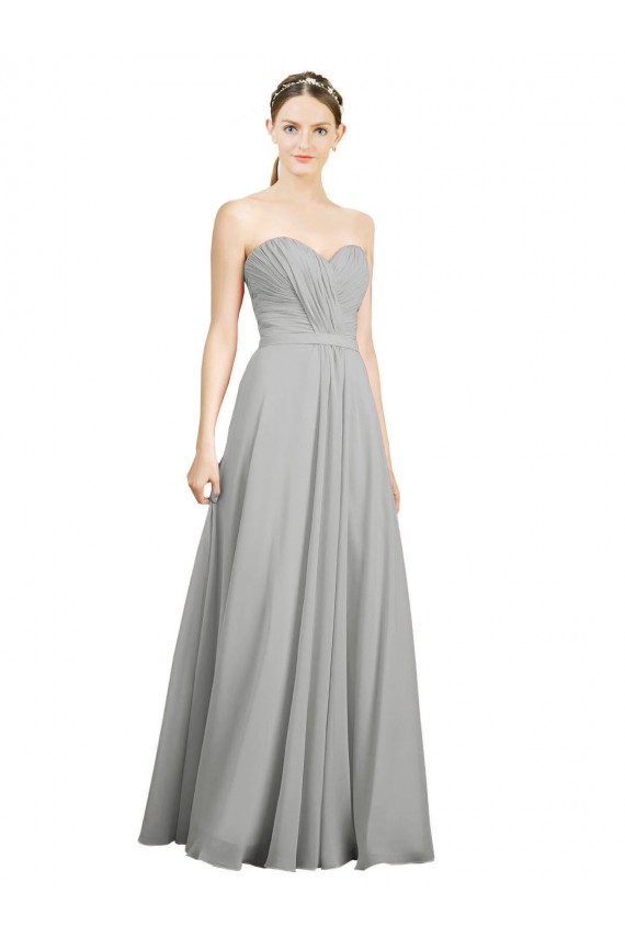 Shop Sweetheart Strapless Draped Long Chiffon Bridesmaid Dress Ottawa