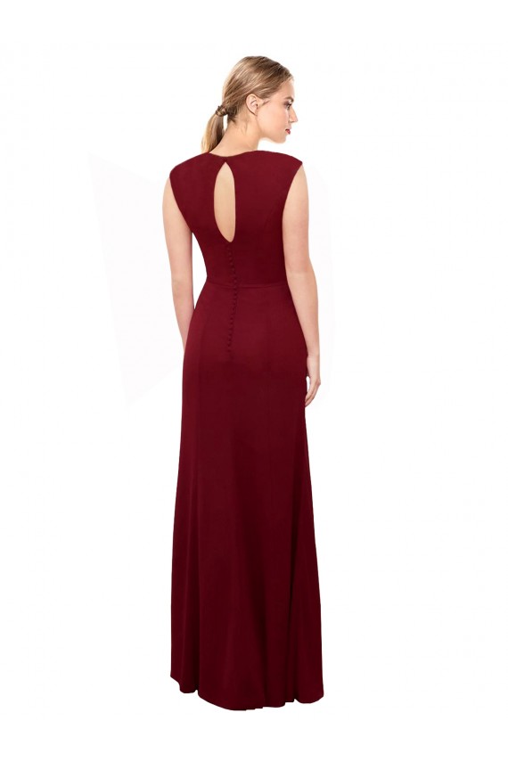 Shop Cap Sleeves Chiffon Bridesmaid Dress / Prom Dress with Pleated V-Neck Bodice Ottawa