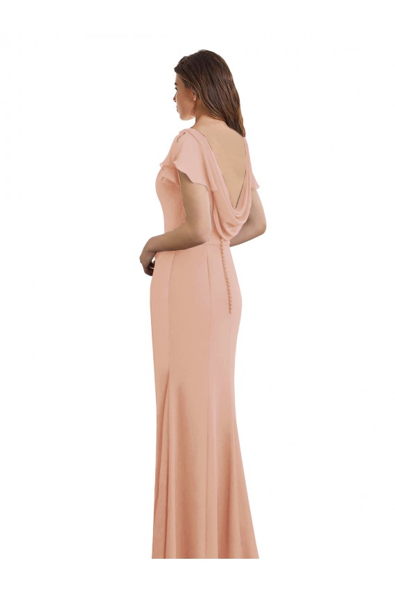 Shop Cap Sleeves Long Chiffon Bridesmaid Dress / Prom Dress with Low V-Back Ottawa