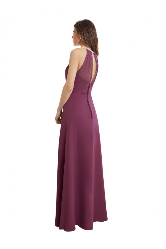 Shop High Neckline Long Chiffon Bridesmaid Dress with Beaded Trim Ottawa