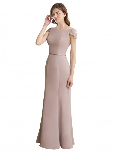 Shop Capped Sleeves Embroidered with Applique Lace Mermaid Chiffon Bridesmaid Dress Ottawa
