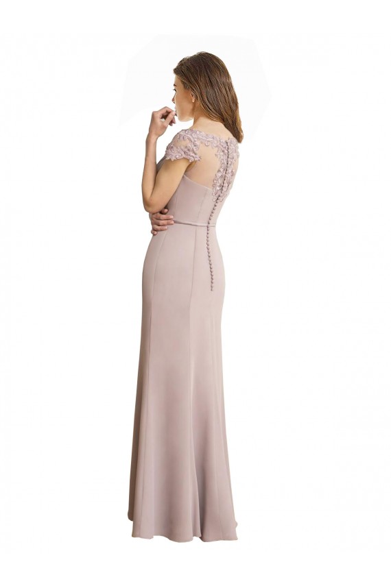 Shop Capped Sleeves Embroidered with Applique Lace Mermaid Chiffon Bridesmaid Dress Ottawa