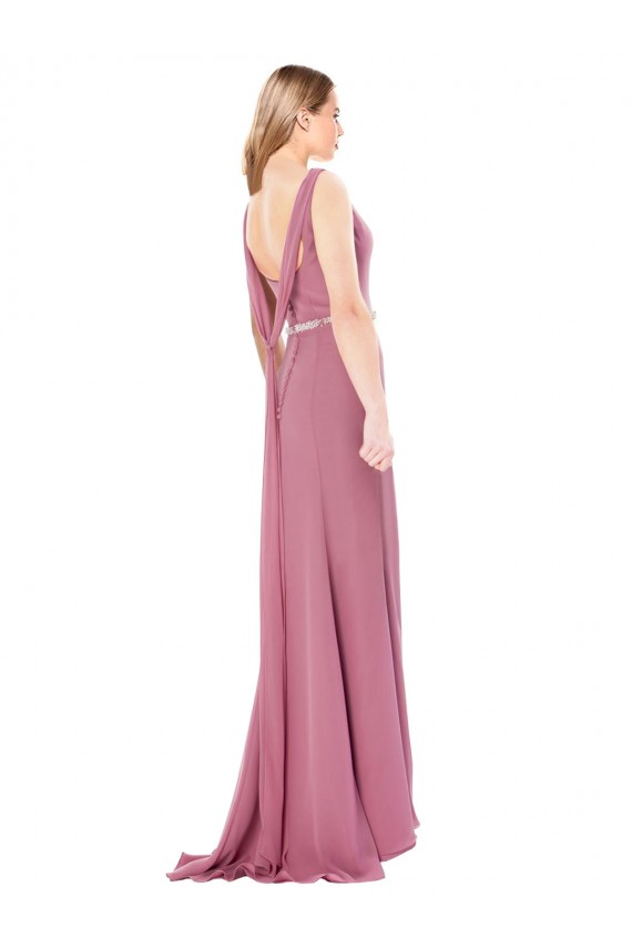 Shop Long Slim Chiffon Bridesmaid Dress / Prom Dress with Beaded Waist Ottawa
