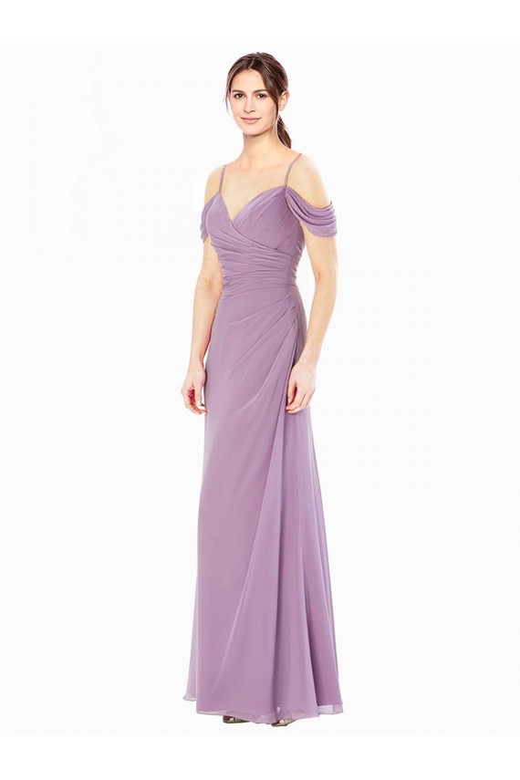 Shop Draped Off the Shoulder Sweetheart Chiffon Bridesmaid Dress with Button Back Ottawa