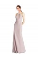 Shop Long Slim Chiffon Bridesmaid Dress with Ruffled Waist and Keyhole Ottawa