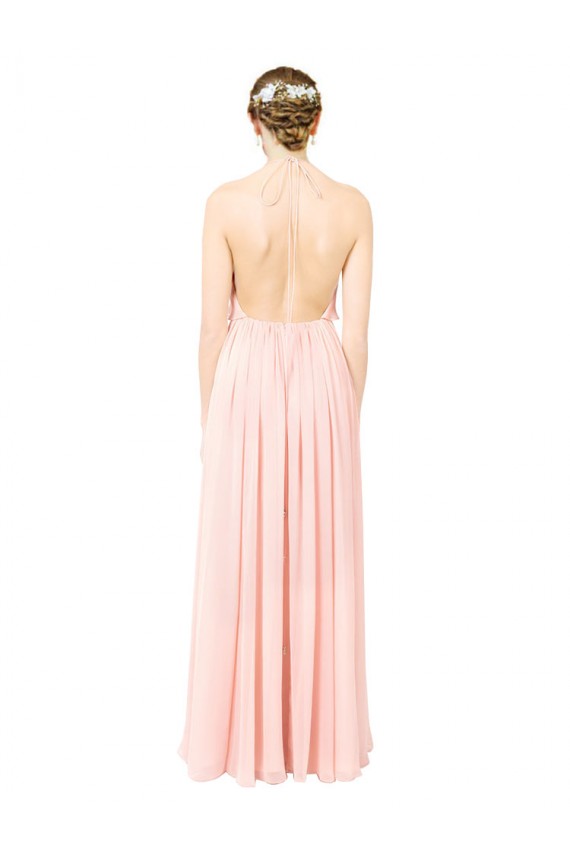 Shop Halter Neck Chiffon Bridesmaid Dress with Double Ruffle Front Ottawa