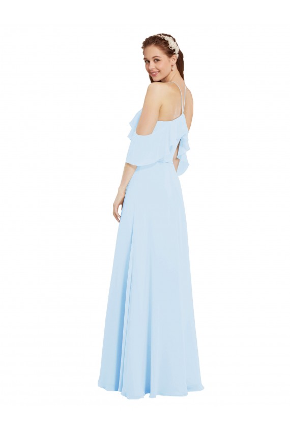 Shop Chiffon Halter Neck Bridesmaids Dress with Flounced Neckline Ottawa