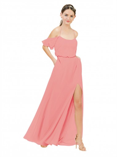 Shop Draped Off the Shoulder Sleeves Chiffon Bridesmaid Dress Ottawa