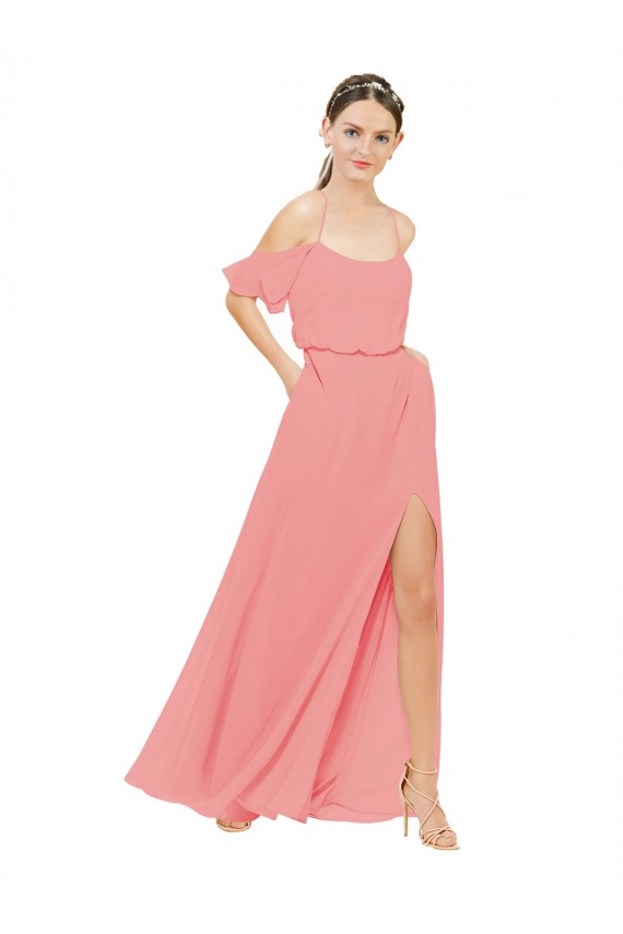 Shop Draped Off the Shoulder Sleeves Chiffon Bridesmaid Dress Ottawa