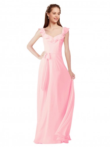 Shop Chiffon Bridesmaids Dress with Ruffle Neckline Ottawa