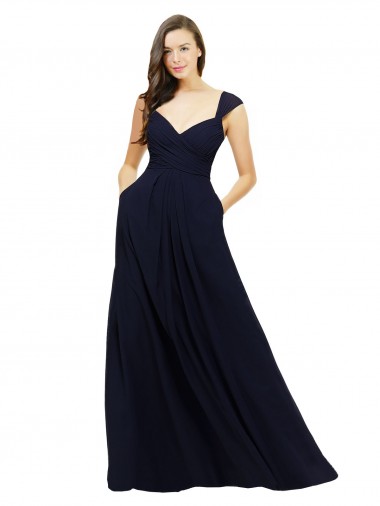 Shop Chiffon Bridesmaid Dress with Rouched Draped Bodice and Watteau Back Ottawa