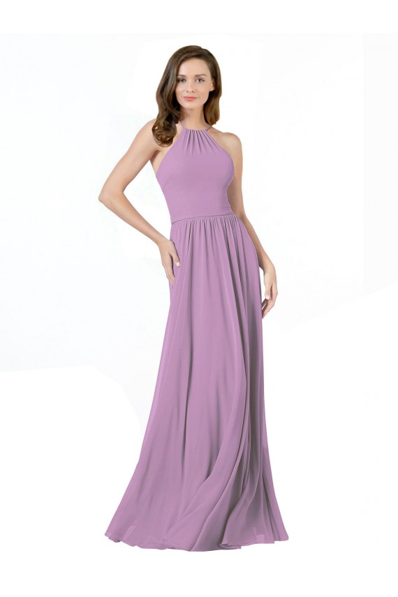 Shop High Halter Chiffon Bridesmaid Dress with Ruffle Details Back Ottawa