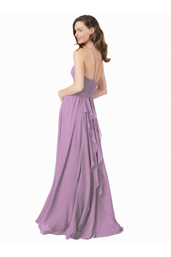 Shop High Halter Chiffon Bridesmaid Dress with Ruffle Details Back Ottawa